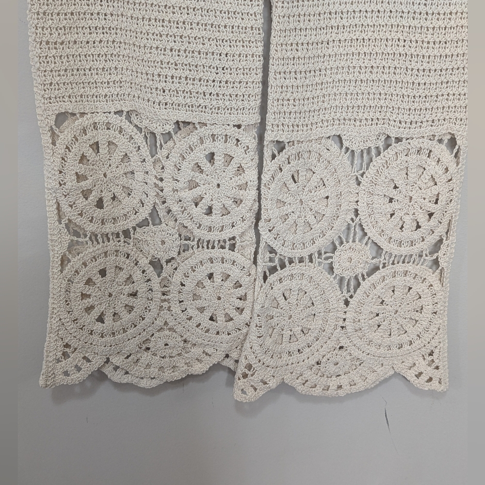 Beachy Cream Crochet Lace Pants Women's Size Medium Boho Tropical Solitaire - Picture 9 of 14